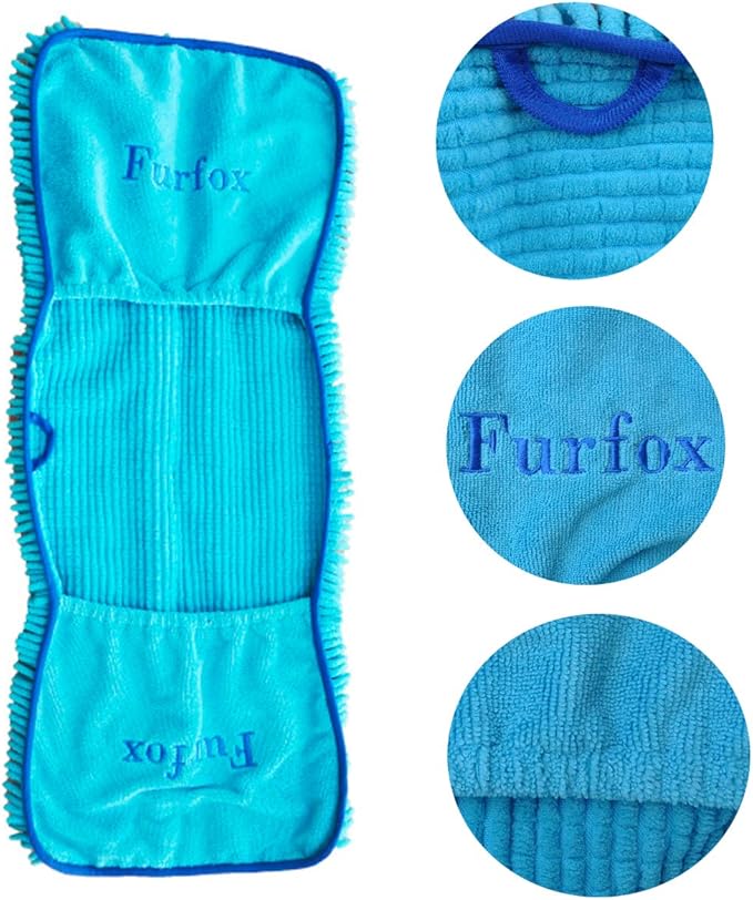 Furfox Absorbent Dog Towel, Microfiber Quick Drying Towel Machine Washable with Hand Pockets - Medium Large Dog 35 x 15'