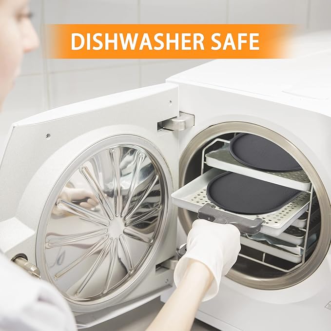 100% Waterproof 0.5" Raised Edge BPA Free Silicone Dog Food Mat, Pet Cat Feeding Mats Contain Spills Protects Floors, Placemats for Cats and Dogs Water Bowl Dishwasher. (Large/XL, Gray)