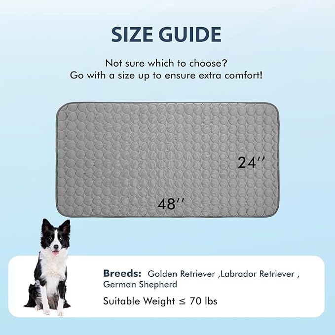 MICROCOSMOS Summer Cooling Mat & Sleeping Pad- Water Absorption Top, Materials Safe, Easy Carry, EZ Clean. Keep Cooling for Pets, Kids and Adults.(Drak Grey, 48" x24")