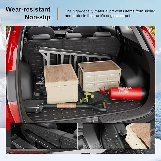 powoq Fuel&Hybrid Cargo Mat Compatible with 2023-2026 Kia Sportage Cargo Liner Trunk Mat TPE Backrest Liner Replacement for 2023-2025 2026 Kia Sportage Accessories (Trunk Mat with Backrest Mats)