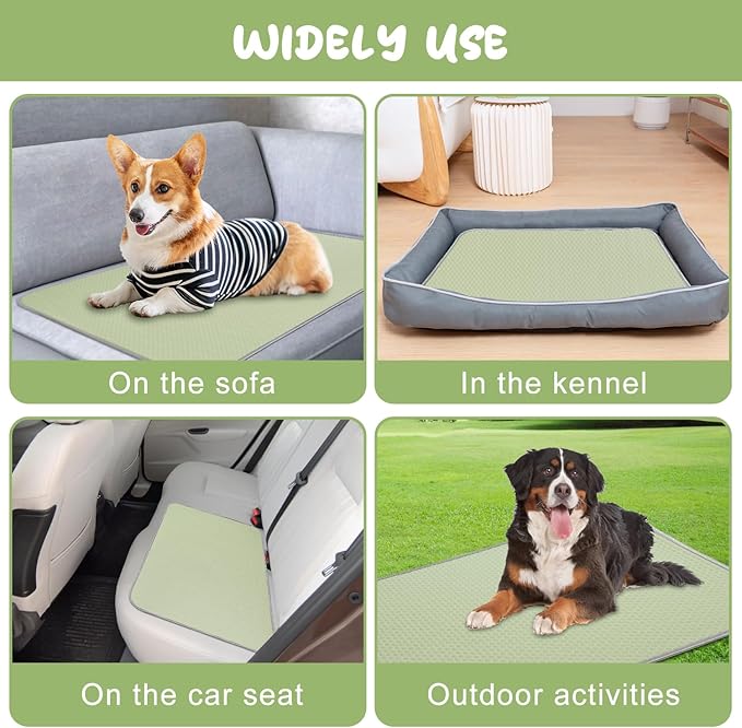 Buvlnee Summer Dog Cooling Mat Washable Ice Silk Self Cool Pad for Small Medium Large Dogs and Cats, Pet Sleeping Pad for Crate, Bed, Indoor & Outdoor Floor, Car Seats