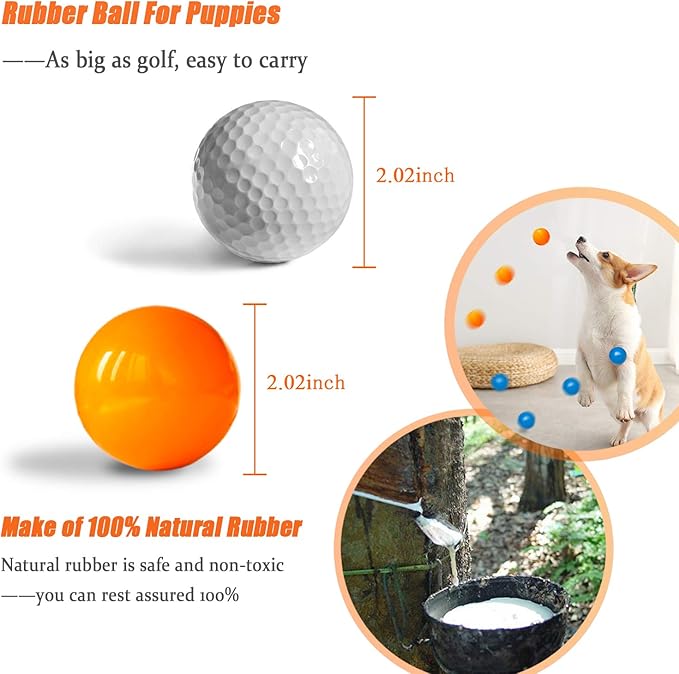 Puppy Chew Toys for Teething, Solid Rubber Bouncy Balls for Small Medium Dogs, 100% Safe & Non-Toxic, Floating Dog Toy Balls for Aggressive Chewers to Fetch, Chew, Play