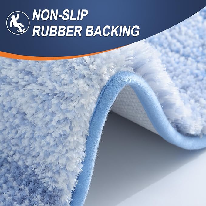 OLANLY Bathroom Rugs Mat 54x24, Extra Soft Absorbent Microfiber Bath Rugs, Rubber Backing, Quick Dry, Machine Washable Bath Mats for Bathroom Floor, Tub and Shower, Home Decor Accessories, Light Blue