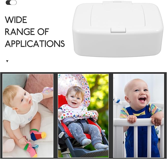 Ipetboom Baby Wipes Dispenser Box - Refillable White Plastic Wipe Container with Dust Cover Portable Wipe Holder for Nursery Living Room Kitchen Bathroom 6.69X4.13X2.36 Inches