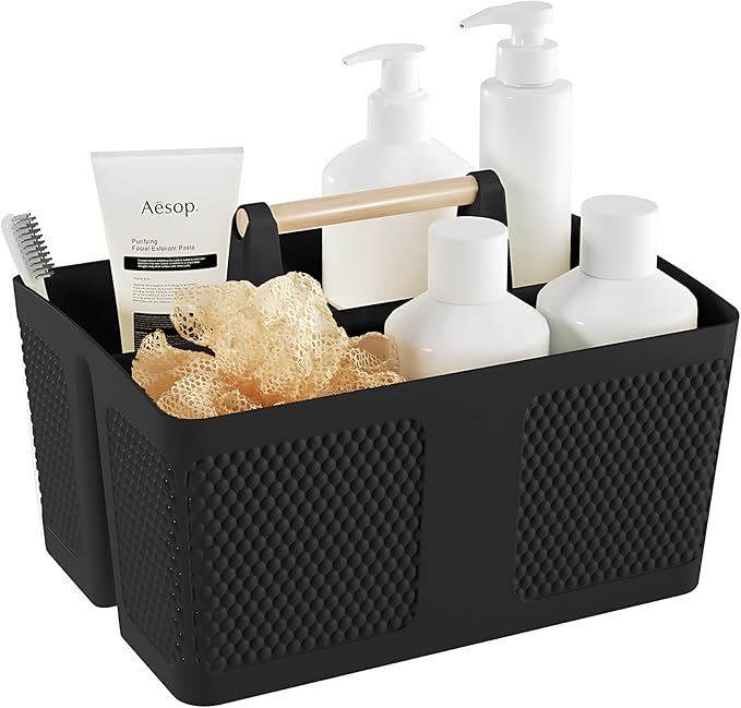 Xuhdukc Shower Caddy Portable and Cleaning Caddy Organizer for Bathroom, Kitchen, Toiletries Storage ，Caddy organizer with handle, Rust-Resistant, Durable Material (Black, 9.36" L×7.73" W×7.24" H)