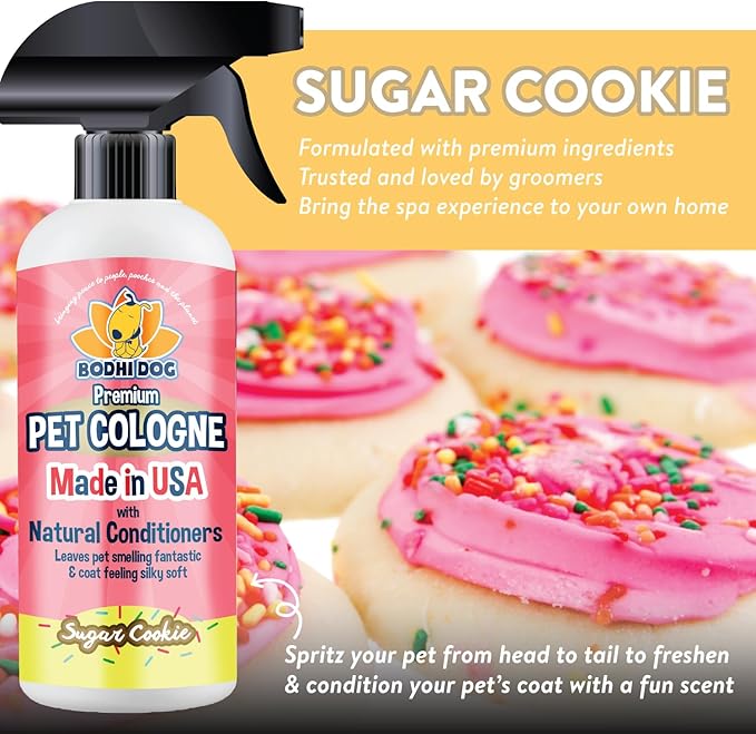 Bodhi Dog Premium Dog Cologne - Deodorizing Dog Perfume & Conditioner for Dogs & Cats - Natural Long Lasting Spray - Keeps Pets Fresh All Day - Gentle, Safe Formula, Made in USA -Sugar Cookie 17 Fl Oz