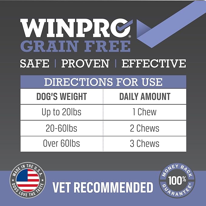 WINPRO Calming Chews for Dogs – Plasma-Powered for Dog Anxiety & Stress Relief– Fast-Acting Dog Calming Chews - Natural Ingredients, Grain-Free - Suitable for All Breeds & Sizes –60 Count Made in USA