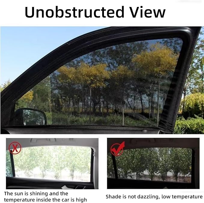 Cars Window Shades–4Pcs Breathable Mesh Sun Shade for Back & Side Windows, UV Protection for Baby, Family & Pets, Privacy Screen, Bug & Mosquito Blocker for SUV & Car, Ideal for Camping (SUV 24"x39")