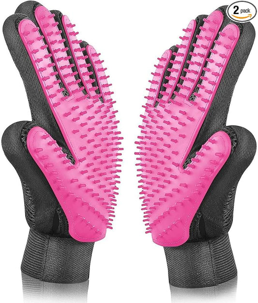 BYETOO Pet Dog Cat Grooming Glove with 261Tips,Gentle Deshedding Brush Glove,Efficient Pet Hair Remover Mitt,Massage Tool with Enhanced Five Finger Design,for Dog,Cat,Rabbit,Horse with Long/Short Fur