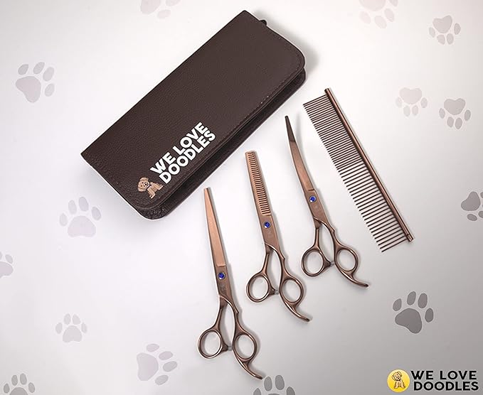 We Love Doodles Dog Cologne & Perfume (Lavender) and Dog Grooming Scissors Kit Bundle - Odor Eliminator Spray and Grooming Scissors Kit - Best Grooming Scissors For Goldendoodles - Made In USA