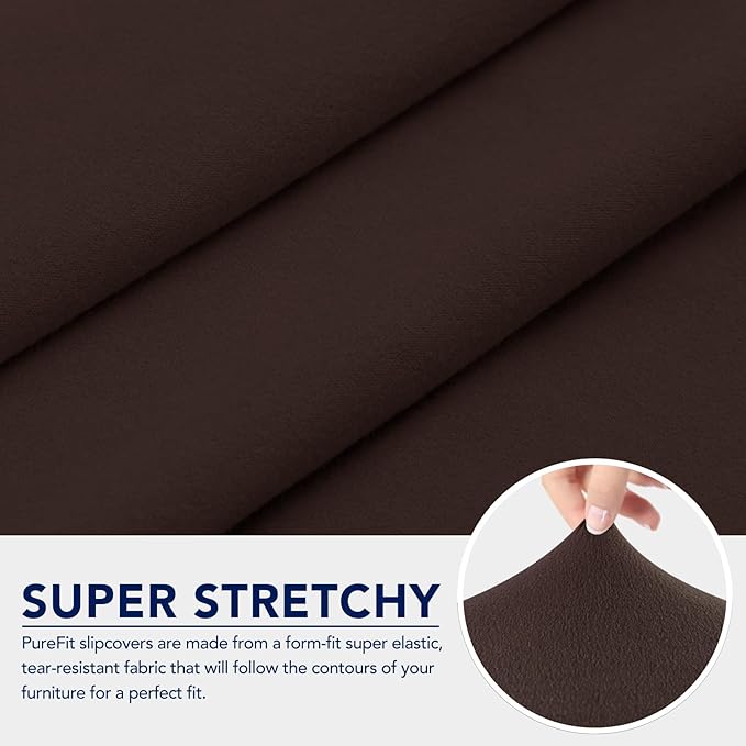 PureFit 100% Dual Waterproof Couch Cover Slipcovers for Couches and Sofas - Stretch Non Slip Fleece Sofa Covers Washable, Leakproof Furniture Protector for Kids, Pets, Dog (Oversized Sofa, Chocolate)