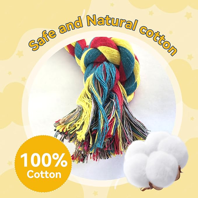 4-Pack Cotton Rope Dog Toys, Puppy Teething Chews for Small-Medium Breeds, Durable Tug-of-War & Fetch Toys for Indoor/Outdoor Play, Aggressive Chewers, Boredom Relief, Teeth Clean