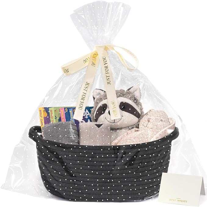CHICVITA Black Empty Gift Basket, Small Woven Baskets for Organizing, Rope Baskets for Storage, Decorative Basket for Dogs, Cats, Cute Organizer for Shelves, 12"x 8"x 5"