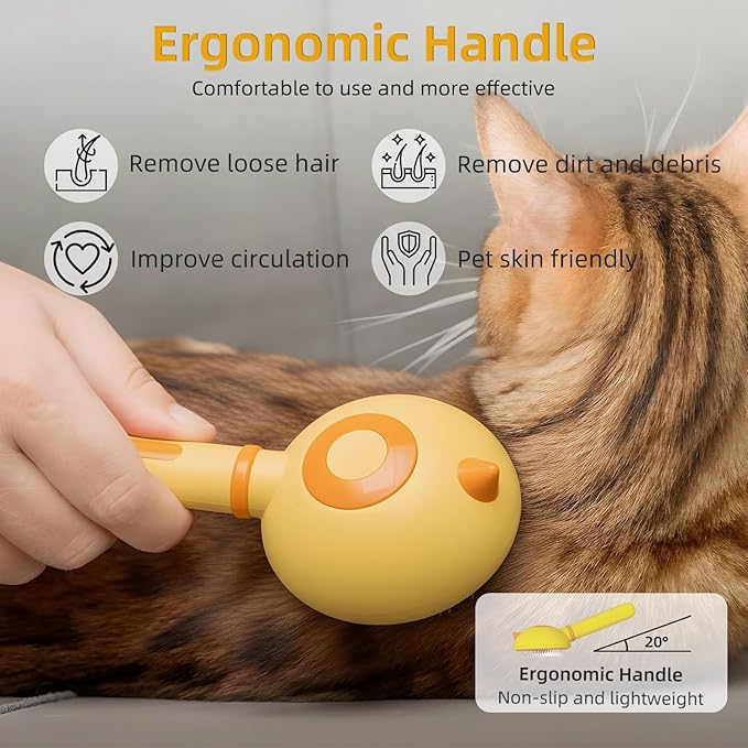 Cat Brush for Shedding, Self-Cleaning Slicker Brush for Indoor Cats, Gently Remove Loose Fur, Pet Grooming Massage Deshedding Tool, Suits Long & Short Haried Cats and Dogs