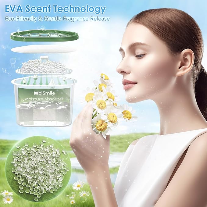 Moisture Absorbers 6 Pack, Fresh Fragrance Closet Dehumidifier for Bathroom, Car ＆ Basement, 10.5 oz Refillable Humidity Absorber Boxes