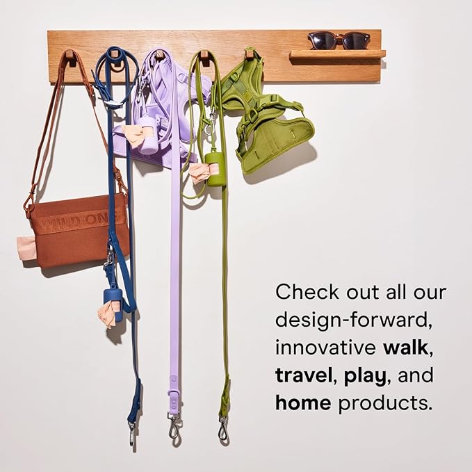 Wild One Dog Poop Bag Holder and Dispenser with Leash Attachment, Leak Proof, Easy Twist Top for Refills, Includes 1 Box Of Bags, Lilac