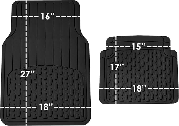FH Group Automotive Floor Mats - Heavy-Duty Rubber Floor Mats for Cars, Universal Fit Full Set, ClimaProof Floor Mats, Trimmable Floor Mats For Most Sedan, SUV, Truck Floor Mats Black