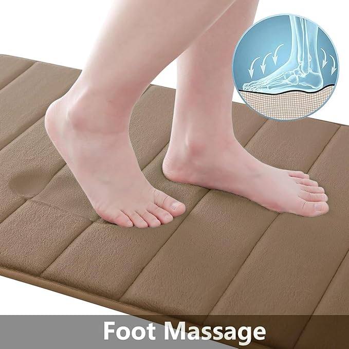 Buganda Memory Foam Bath Mat, 35.4" x 24", Ultra Soft and Non-Slip Bathroom Rugs, Water Absorbent and Machine Washable Bath Rug Runner for Bathroom, Shower, and Tub, Mocha