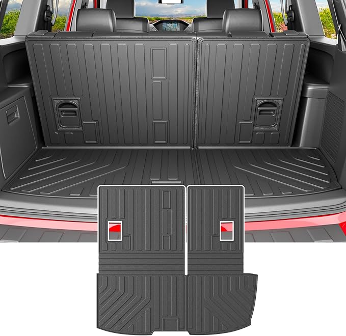 powoq Cargo Mat Compatible with 2009-2015 Honda Pilot Trunk Mat Cargo Liner Backrest Liner TPE Replacement for 2009-2011 2012 2013 2014 2015 Honda Pilot Accessories (Trunk Mat with Backrest Mats)