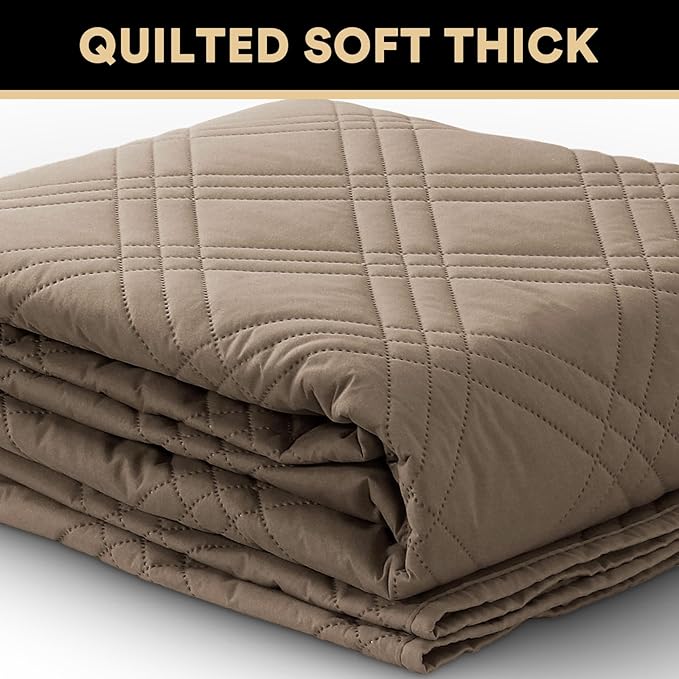 PrinceDeco Waterproof Sofa Bed Cover Washable，Thick Loveseat Couch Covers for 2 Cushion Couch Sofa Pet Friendly, Pet Couch Covers Furniture Protector for Dogs Cats ((Taupe,40x48 Inch)