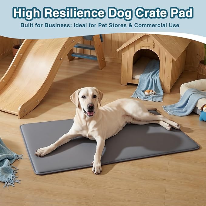 Dog Crate Pad Mat, Waterproof Kennel Cage Mat, Outdoor Cooling Pet Bed for Medium Large Dogs, Pet Bed with High Resilience Foam,Wipe Clean & Easy Rinse, Anti Slip 35 inch Graphite Grey