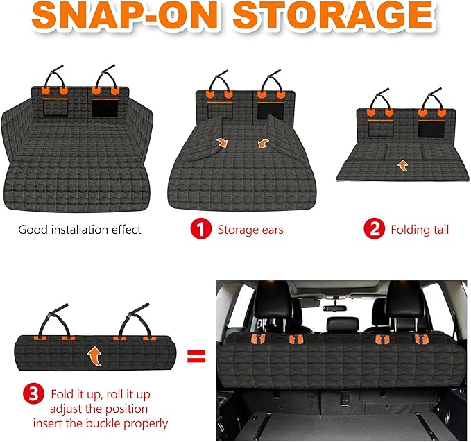SUV Liner for Dogs, Waterproof Dog Trunk Cover with Bumper Flap Protector, PU Large Size Universal Fit, Black
