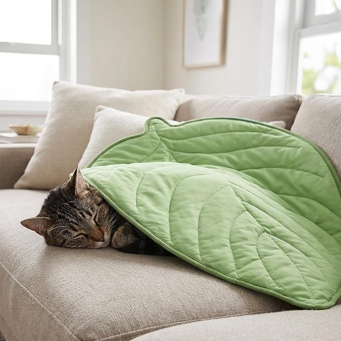 PetAmi Dog Cooling Mat, Leaf Shape, Reversible Cooling Nylon Blanket Soft Fleece Pet Pad for Dogs Cats, Summer All Season Use Q-Max>0.3, Medium 42x48 in, Sage Green