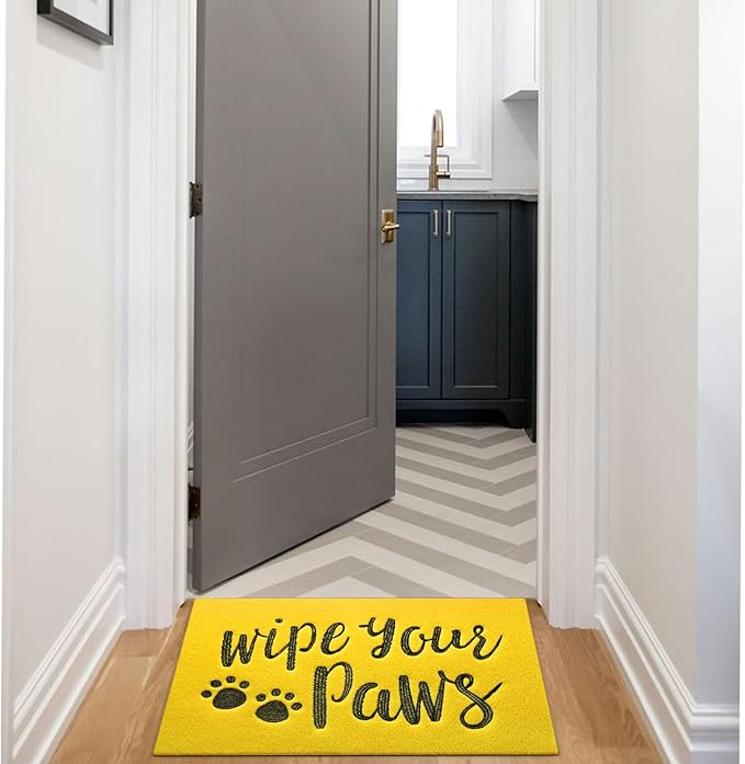 AAZZKANG Yellow Door Mat Outdoor Non Slip Funny Wipe Your Paws Doormat Large 36"x24" Ultra Absorb Mud Easy to Clean Dog Doormat for Front Door,Entry,Indoor