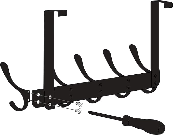 WEBI Over The Door Hooks for Hanging,Door Hanger,Over The Door Towel Rack Coat Rack Towel Hanger for Coats,Clothes,Bathroom,Black