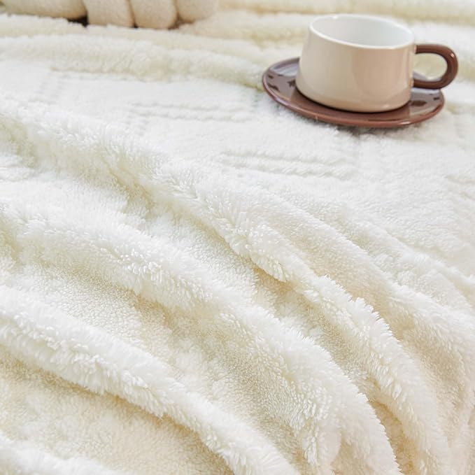 Sherpa Fleece Couch Cover for 3 Cushion Sofa, Beige, 71" x 150" - Pet Proof Sofa Covers Heavy Duty Scratch Resistant Pet Friendly Furniture Cover - Easy Install, Machine Washable