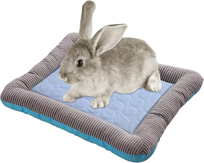 PINVNBY Rabbit Bed Cooling Pad, 20.8" L*16.9" W Bunny Self Bed Mat, Ice Silk Summer Pet Cooling Sleeping Pad, Portable Cage Liner Washable for Bunnies Guinea Pigs Chinchillas Hedgehog Ferrets