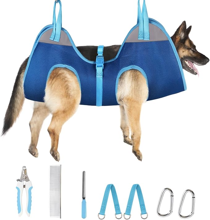 Supet Dog Grooming Hammock, Dog Hanging Harness for Nail Trimming Doorframe, Pet Holder Restraint for Clipping Nails, Pet Hoist Sling for Cutting Nails, Ear & Eye Cleaning, Medicine at Home (XL)