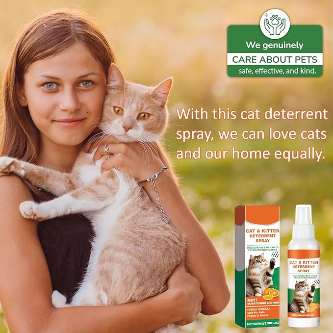 2 Pack Cat Deterrent Spray, Natural Cat Deterrent Indoor & Outdoor, Effective Cat Scratch Deterrent for Furniture, Stop Cats from Urinating in House, Bitter Apple Spray for Cats, Anti-Scratch Training