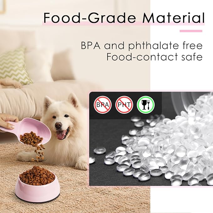 FURMYLOVE Dog Food Scoop-Melamine Pet Food Measuring Cup - 1 Cup 1/2 Cup 1/4 Cup Dog Cat Bird and Rabbit Food Feeding Scoop Dishwasher Safe - Pink