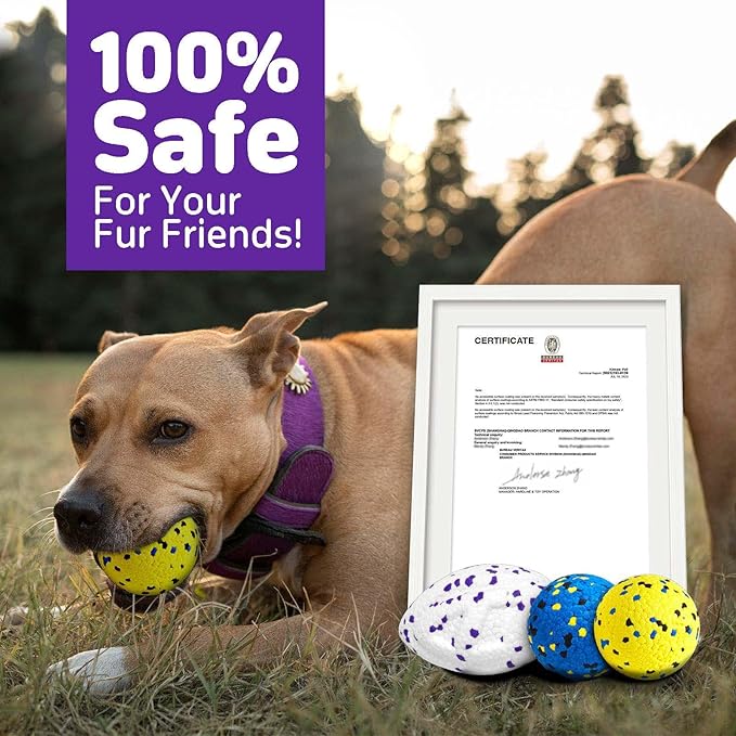 Kimee Dog Balls Upgraded Dog Tennis Balls for Aggressive Chewers, 5.3'' Indestructible Tennis Ball, More Bite-Proof Chew Toys, Long-Lasting Teething Ball for Puppies Small Medium Large Dogs