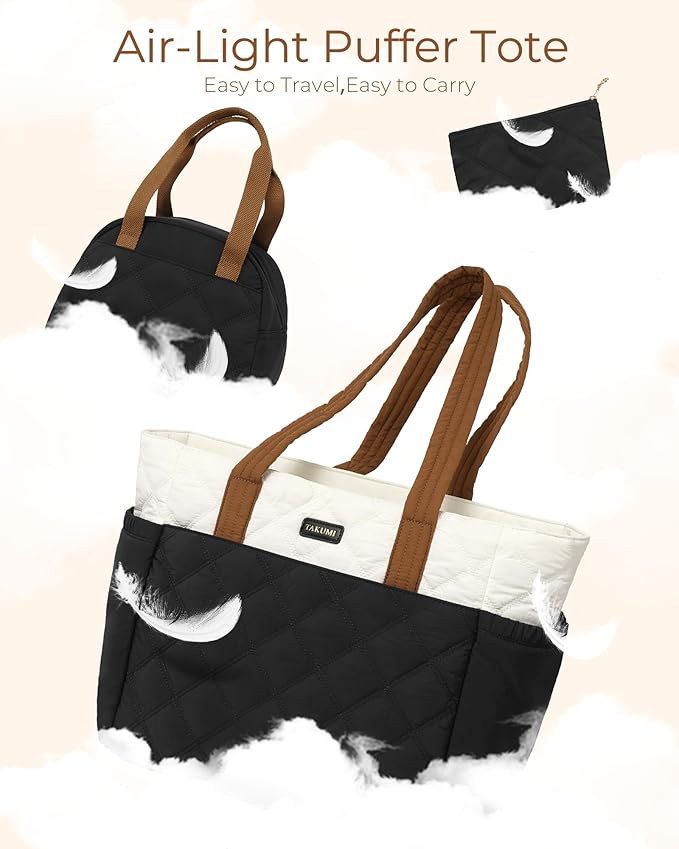 TAKUMI Lunch Tote Bag, 15.6 Inch Laptop Lunch Bag Combo Women,Lightweight Large Work Tote Bag with Lunch Box for Nurse Teacher, 3PCS