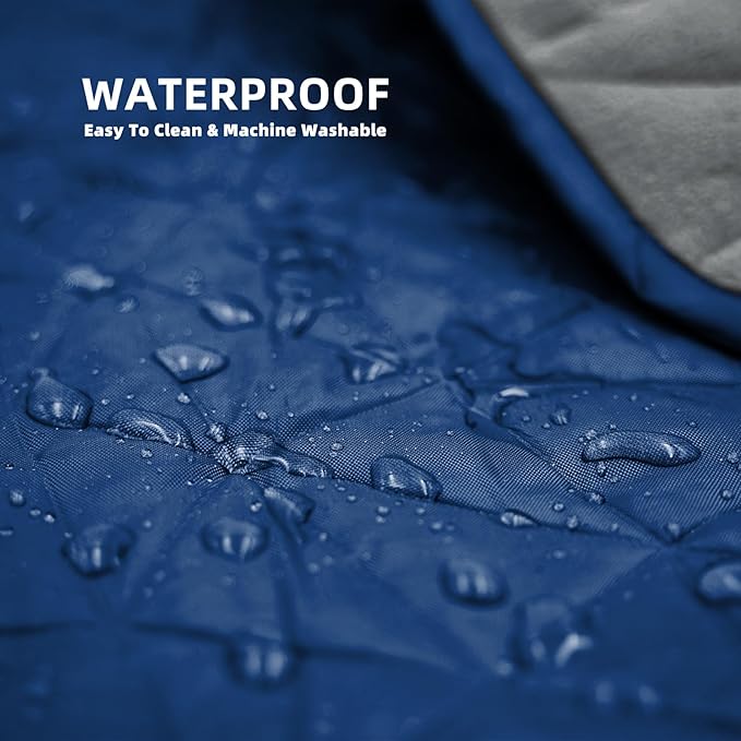 KawaGebo Kamp Outdoor Waterproof Blanket, Foldable Fleece Stadium Blanket for Outdoor Sports Event, Camping, Car, Pet, Picnics - Windproof, Wearable, Machine Washable 80" x 58" (Dark Blue)