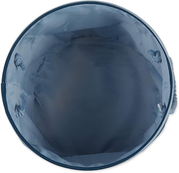 Bone Dry 5743 Pet Storage Collection Striped Paw Patch Bin, Medium Round, Dark Navy