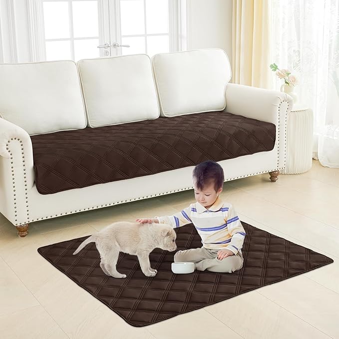 Smiry Waterproof Dog Bed Cover Blanket 30x70, Soft Reversible Pet Blanket, Washable Leakproof Cats Dogs Couch Cover for Sofa, Couch, Furniture, Lattice, Chocolate/Beige