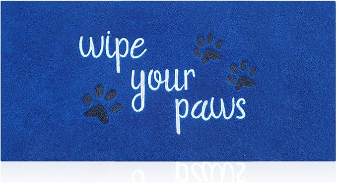 Large Outdoor Front Door Mat Wipe Your Paws Doormat Inside Outside Mats Entryway Welcome Mats Non Slip Rubber Backing Funny Indoor Door mats Dog Mat for Porch,Blue18X47