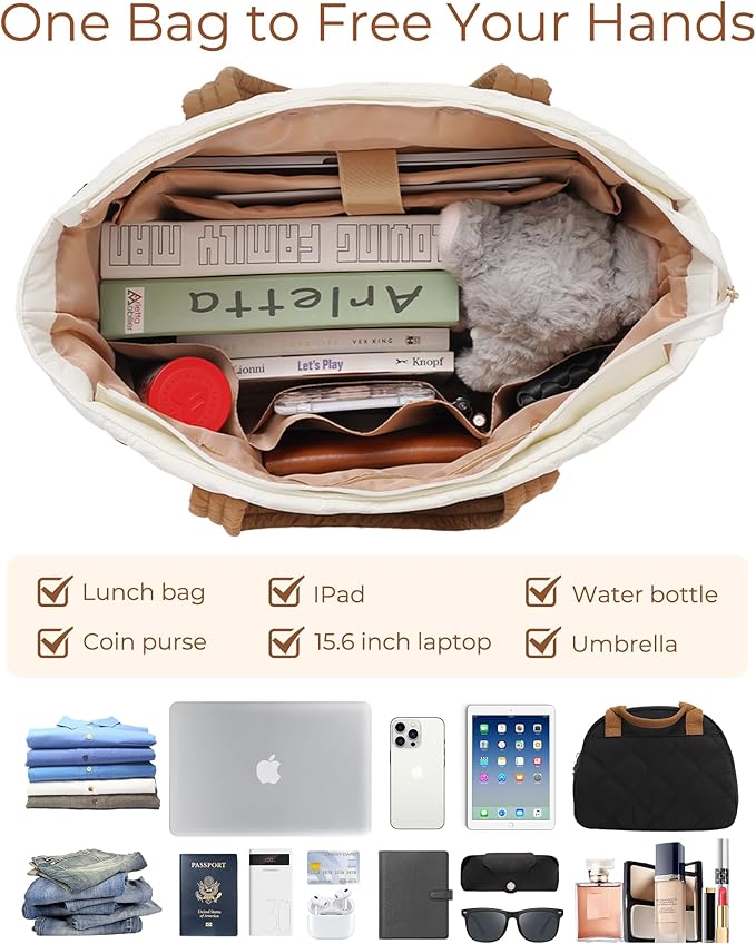 TAKUMI Lunch Tote Bag, 15.6 Inch Laptop Lunch Bag Combo Women,Lightweight Large Work Tote Bag with Lunch Box for Nurse Teacher, 3PCS