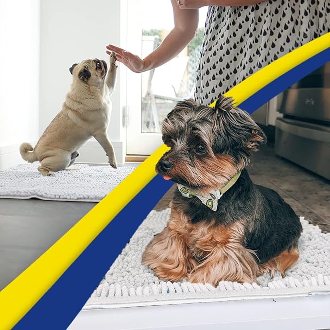 Muddy Mat® | Super Absorbent Door Mat Indoor, Microfiber Quick Dry Chenille Entryway Rug, Non-Slip Front Door Mat, Indoor Mats for Entryway, Machine Washable Pet Rug,-White Runner 59"X24"