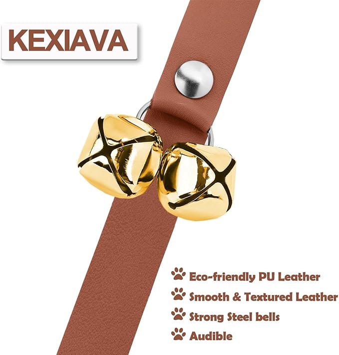 Leather Dog Bells, Puppy Potty Training Bell Dog Doorbell Potty Train Dog Bell for Potty Training Door Bells for Dogs to Ring to Go Outside Jingle Bells (Leather Brown, Paw 1 PCS)