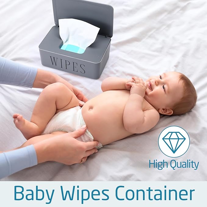 Singhoow 3 Pack Baby Wipes Dispenser Holder Wipe Container for Bathroom with Lid Toilet Tissue Paper Storage Refillable Box for Home Office Cars(Small,Gray)