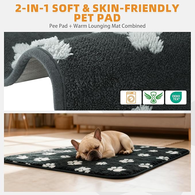 KOOLTAIL Washable Pee Pads for Dogs Extra Large, 72x72in Super Absorbent Soft Warm Plush Puppy Potty Training Pads, Quick Dry & Leakproof Reusable Pet Mats Whelping Pad for Playpen, Floor,Crate,Couch