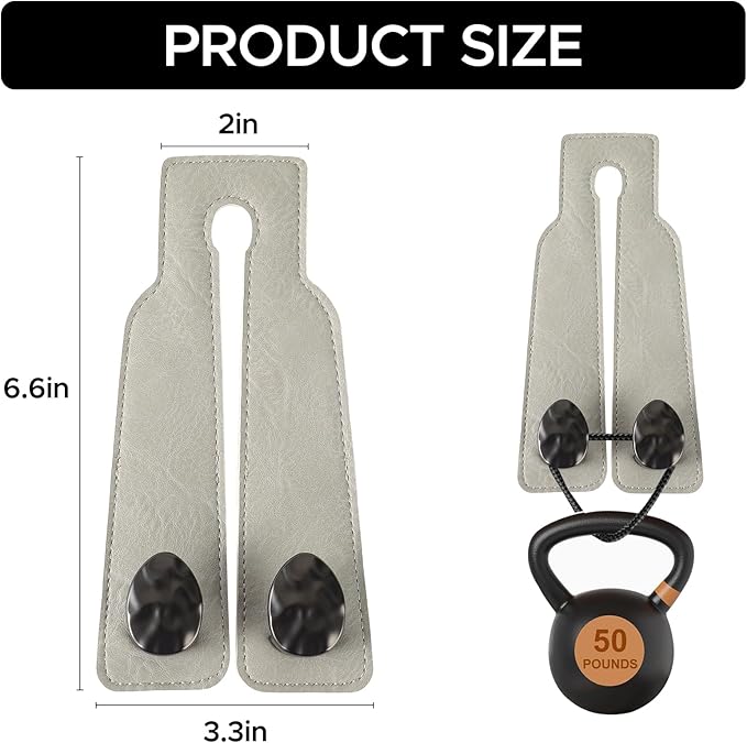2PCS Leather Car Seat Hooks for Headrest, Vehicle Hanger Storage Organizer Universal for Handbag Purse, Car Accessories Gift (Grey-Black)
