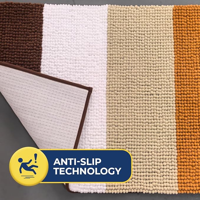 Muddy Mat® Super Absorbent Chenille Dog Door Mat for Muddy Paws – Non-Slip, Machine Washable Indoor Entry Rug, Quick-Dry Pet Mat for Entryway – Earthy Stripes 19"x30"