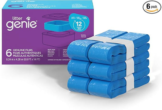 Litter Genie Refill Bags | Stand Alone Genuine Film 6 pk | Compatible with Litter Genie Standard and Jumbo Refills | Ultimate Odor Control Cat Litter Bags | Up to 12 Months of Supply for one cat