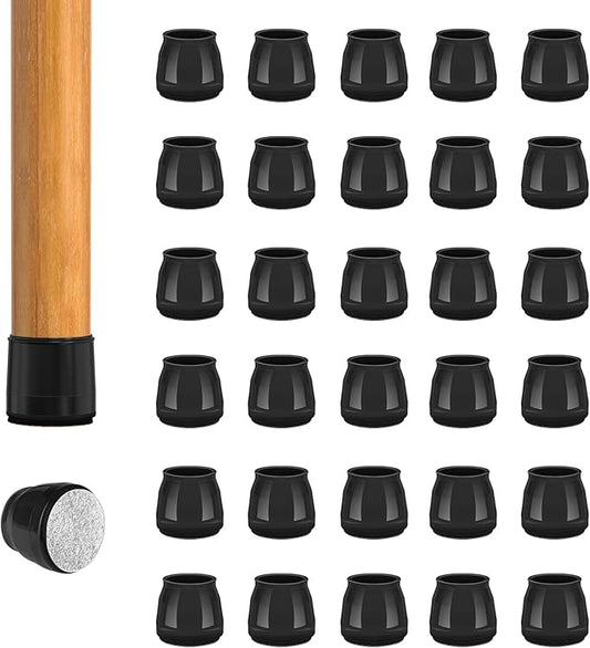 36pcs Round Chair Leg Floor Protectors, Felt Pads Chair Leg Protectors for Hardwood Floors, Silicone Furniture Feet Cups Covers Felt Pads, Prevents Scratches & Reduce Noise, Black, X-Small