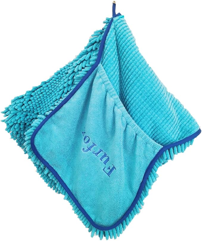 Furfox Absorbent Dog Towel, Microfiber Quick Drying Towel Machine Washable with Hand Pockets - Medium Large Dog 35 x 15'